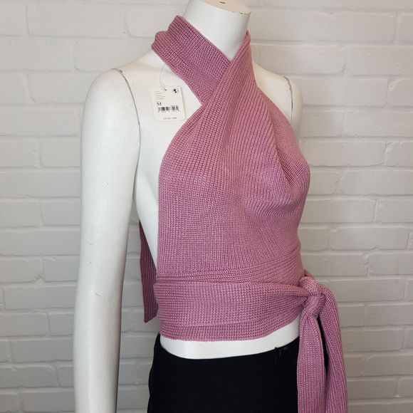 Free People Beach Orchid Convertible Tank Top Medium UK 12 Pink Knit Halter BN - Picture 4 of 10